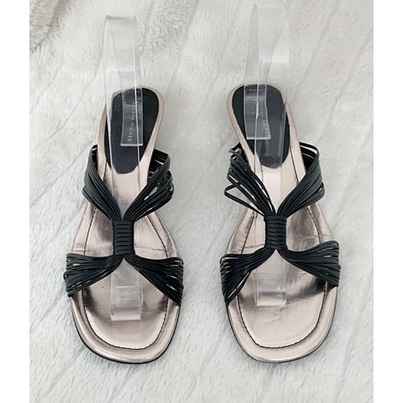 ETIENNE AIGNER Sz 9M “EMMI” Black Strappy Kitten Heel Slide Sandals - Picture 3 of 6